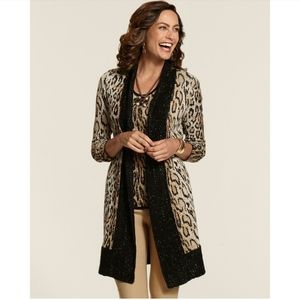 Chico's Vivid Cheetah Amelia Long Cardigan
